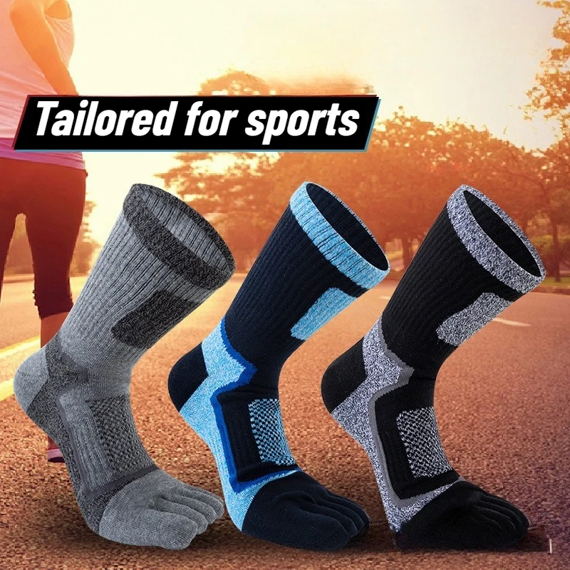 Toe Sock Split - ถุงเท้ากีฬาผู้ชาย 3 คู่ แบบห้านิ้ว ผ้าฝ้าย ซับเหงื่อ