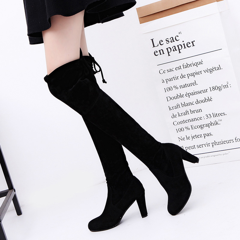 No Show Sock Women - รองเท้าบูทสตรีผ้ายืดกว่าเข่ารองเท้าบูทแพลตฟอร์มรองเท้าบูทยาวแฟชั่นถุงเท้า BOOT PLUS ขนาด Pointed Toe
