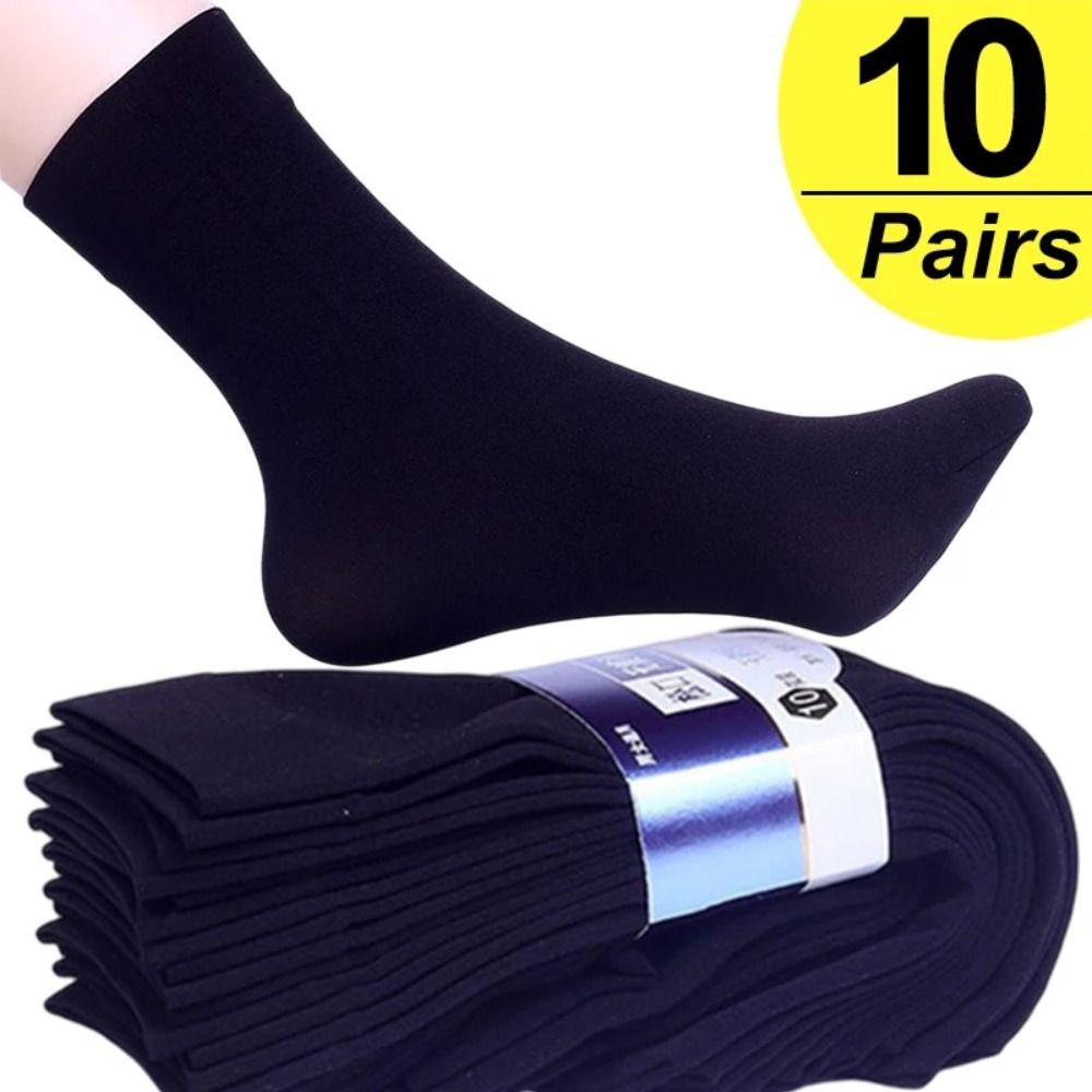 Silk Sock Bamboo - ถุงเท้าผู้ชายแบบใหม่ 10 คู่ ระบายอากาศได้ดี ถุงเท้าไอซ์ซิลค์นุ่ม ยืดหยุ่น