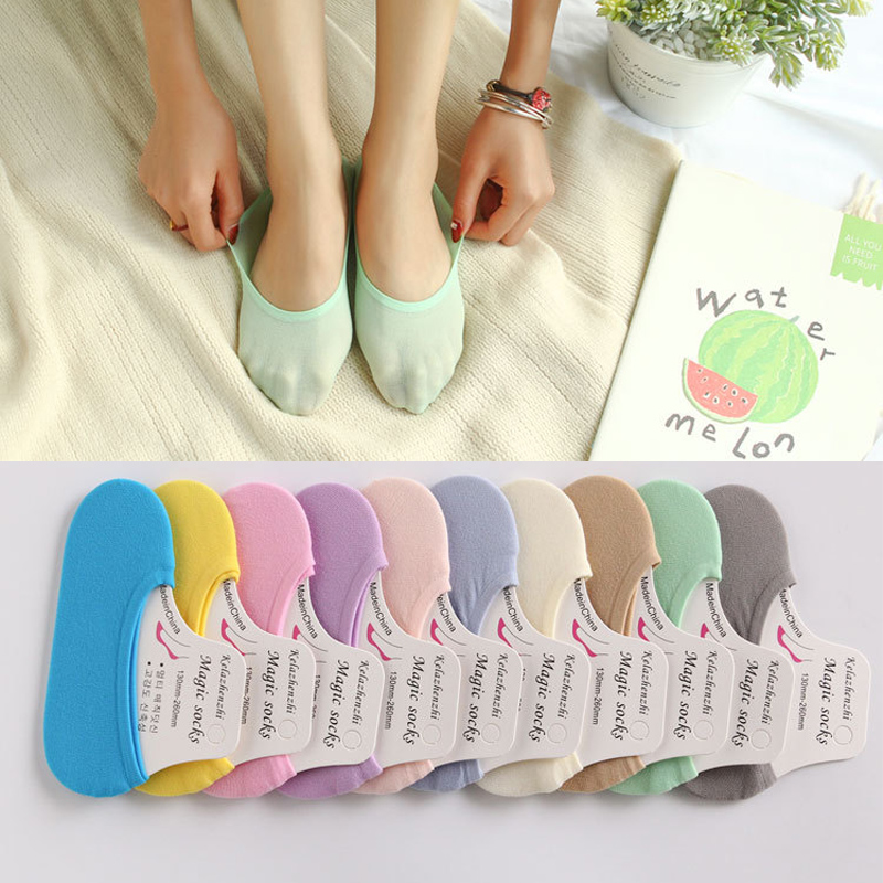 Invisibility Sock Loafer - ถุงเท้ารองเท้าส้นเตี้ยแบบบางใสสำหรับผู้หญิงถุงน่องตาข่ายโบ้ทชูส์สีสันสดใสสดใสสำหรับฤดูร้อนสีลูกกวาดตาข่ายกันลื่นทำจากซิลิโคน
