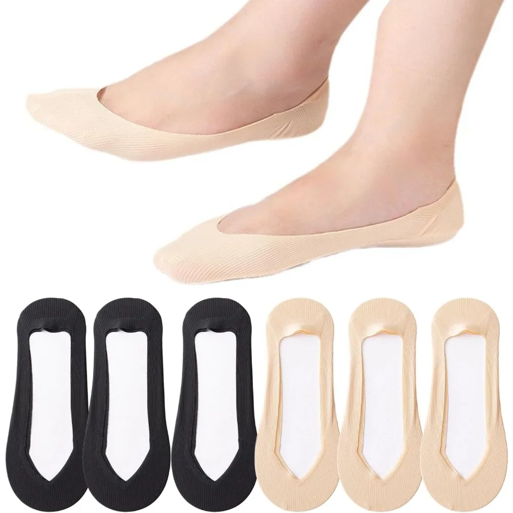 Invisibility Sock Loafer - ถุงเท้าแบบไม่เห็นขอบ 6 คู่ สำหรับผู้หญิง กันลื่น ซิลิโคนกันลื่น