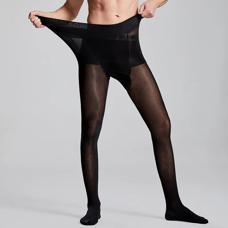 Tights Pantyhose Sheer - ถุงน่องผู้ชายไซส์ใหญ่ เซ็กซี่ สีดำ โปร่งบาง สำหรับฤดูใบไม้ผลิและฤดูใบไม้ร่วง แบบสปอร์ต