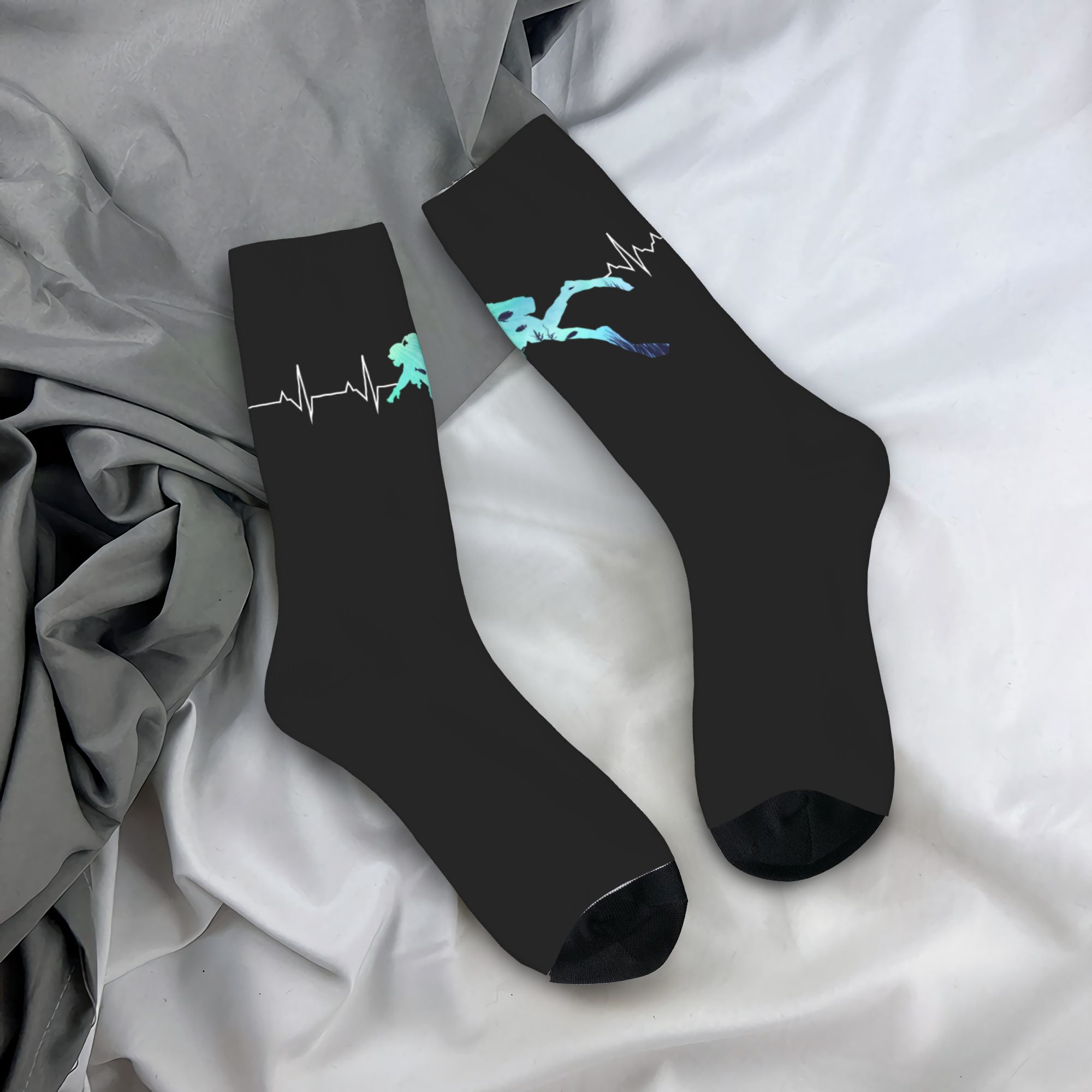 Dress Sock Men - ถุงเท้าดำน้ำลายหัวใจสำหรับผู้ชายแบบกำหนดเอง ถุงเท้าพิมพ์ลาย 3 มิติ ระบายอากาศได้ดี อุ่นสบาย