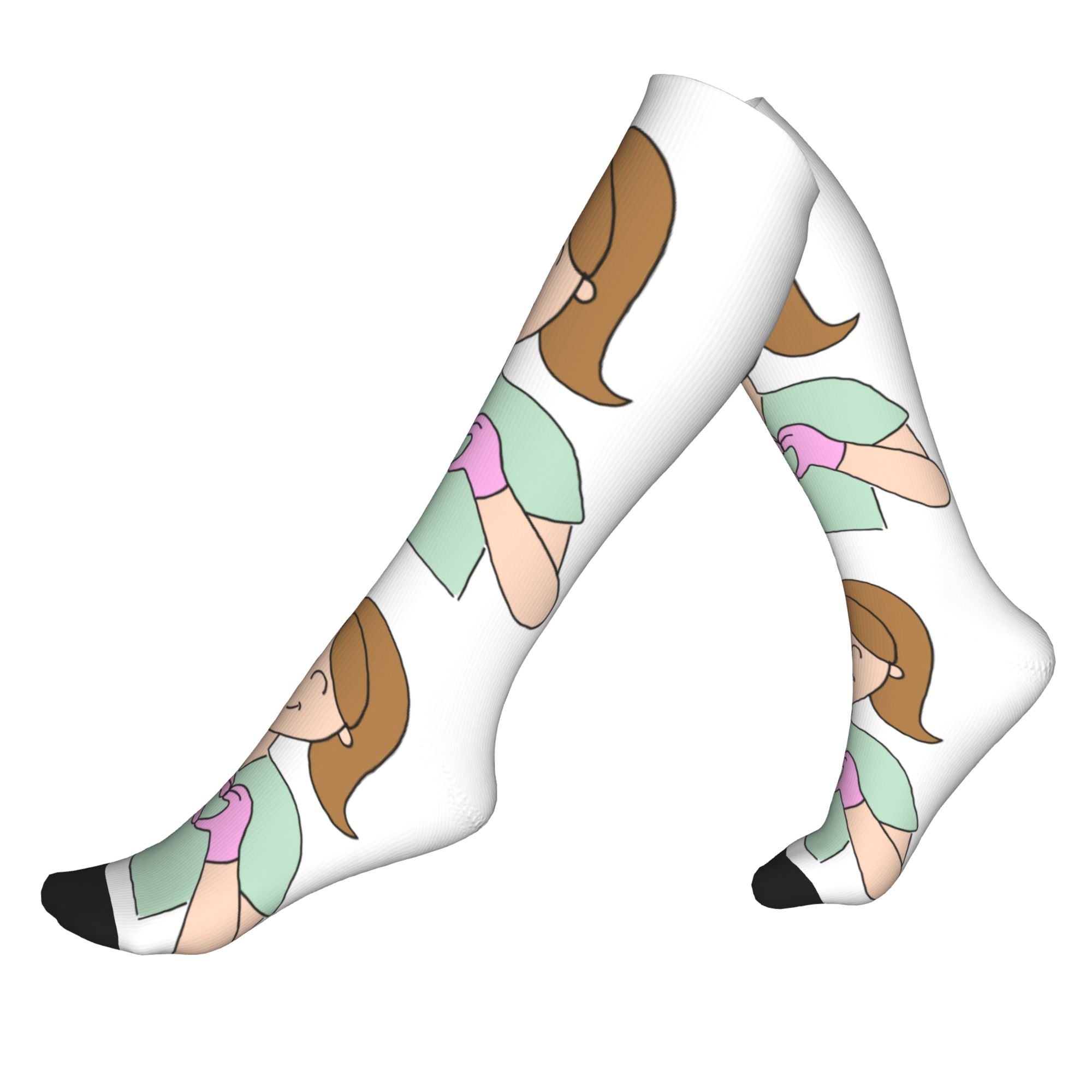 Compression Sock Medical - ถุงเท้าฮาราจูกุ ลายพิมพ์น่ารัก สำหรับแพทย์ พยาบาล บุคลากรทางการแพทย์ ถุงเท้ากีฬา