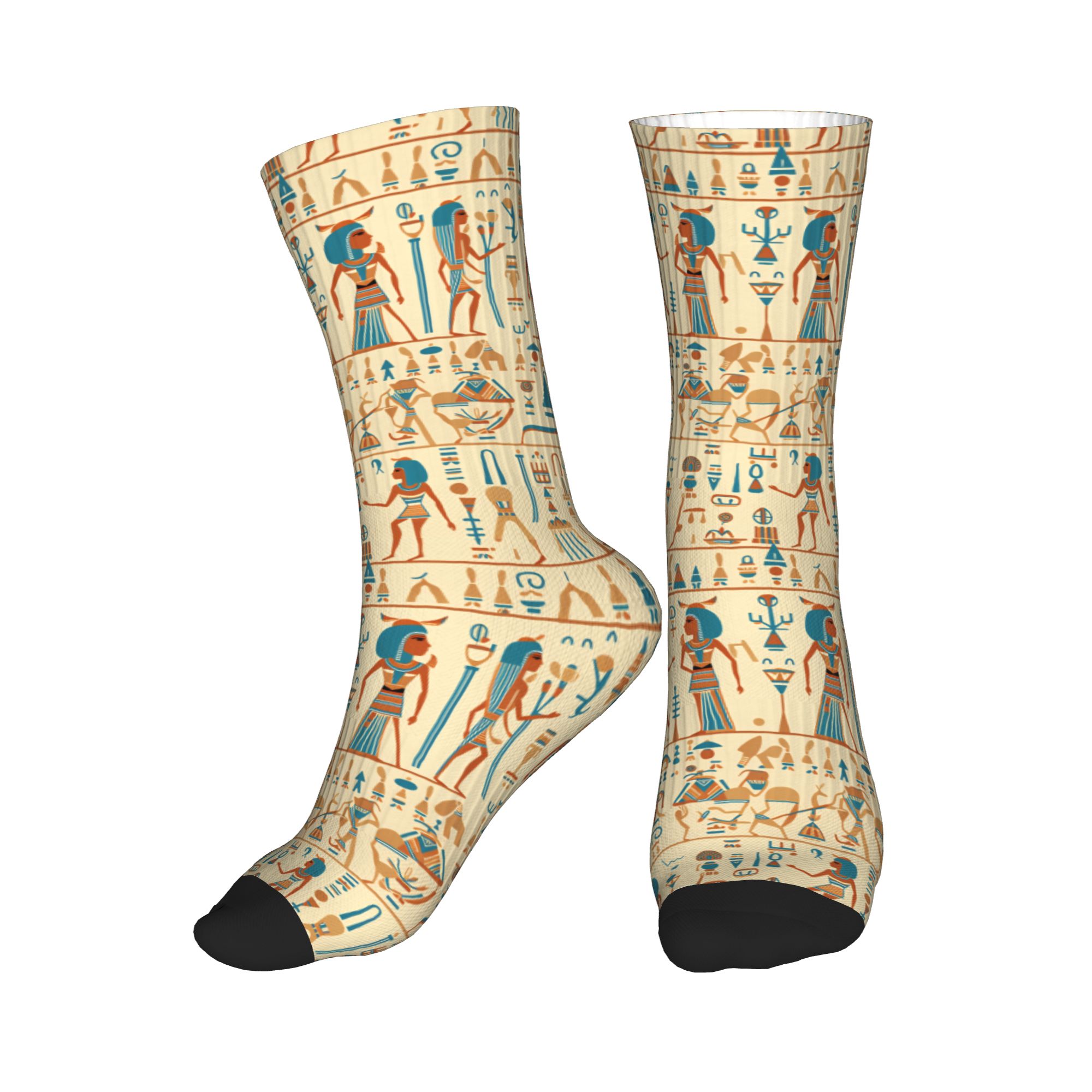 Dress Sock Men - ถุงเท้าลายเทพเจ้าและสัญลักษณ์ของชาวอียิปต์ ถุงเท้าข้อสั้นสำหรับผู้ชายและผู้หญิง ถุงเท้าข้อสั้นแบบแปลกใหม่ ให้ความอบอุ่นและตลก