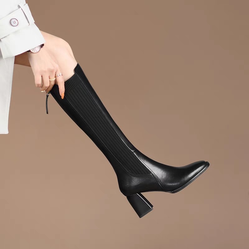 Knee High Sock Women - รองเท้าบูทถุงเท้ายาวถึงเข่าสำหรับผู้หญิง ฤดูหนาว รองเท้าบูทเซ็กซี่แบบใหม่ รองเท้าทรงยาวสำหรับผู้หญิง รองเท้าบูทสูงทรงหรูหราสำหรับฤดูใบไม้ร่วง รองเท้าส้นเตารีดแบบยืดหยุ่นสุดฮิต