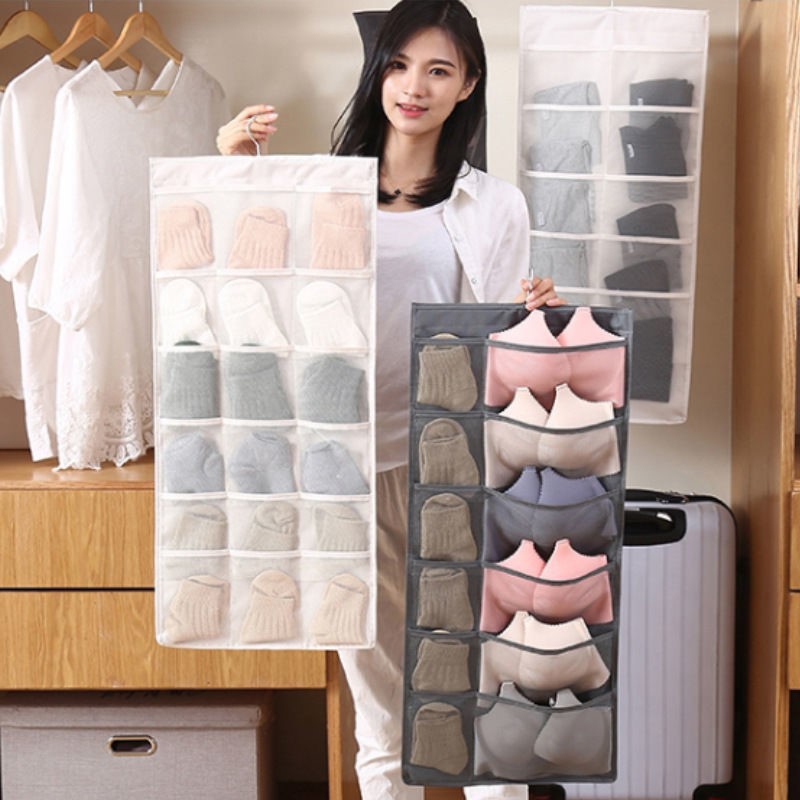 Sock Organizer Tray - ที่แขวนผนังสำหรับจัดเก็บชุดชั้นใน ถุงเท้า แบบสองด้าน สำหรับตู้เสื้อผ้า