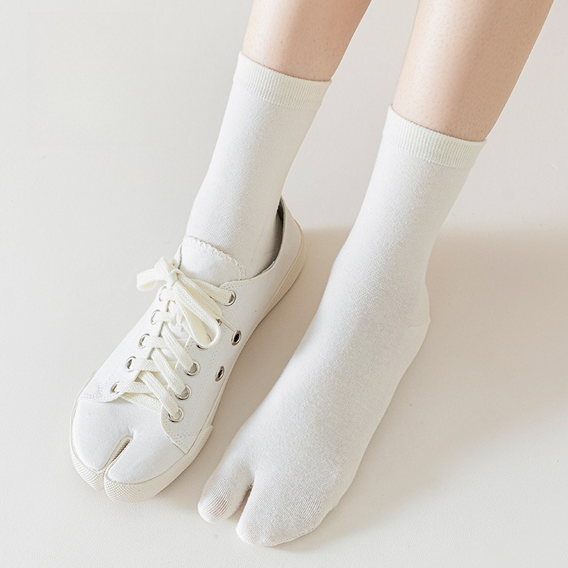 Toe Sock Split - 1 คู่ถุงเท้าผ้าฝ้ายสไตล์ญี่ปุ่นผู้หญิงป้องกันแรงเสียดทานถุงเท้าสองนิ้วสบายระบายอากาศได้ดีดูดซับเหงื่อถุงเท้านิ้วเท้าแยกส่วน