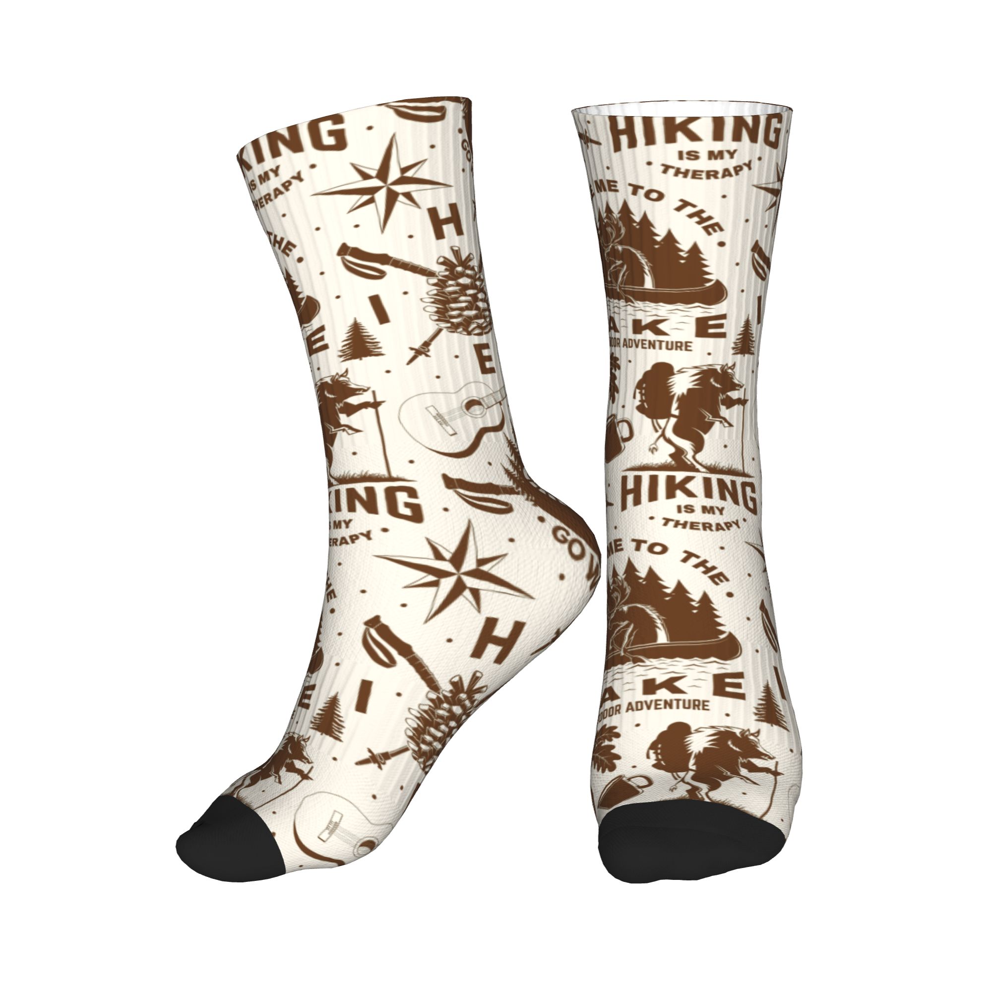 Dress Sock Men - ถุงเท้าพิมพ์ลายไร้รอยต่อ Novelty Mens Vintage Lake Hike