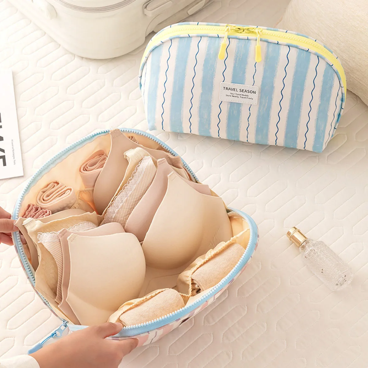 Sock Organizer Tray - กระเป๋าเก็บชุดชั้นในแบบพกพาอเนกประสงค์กระเป๋าเดินทางผ้าอ็อกซ์ฟอร์ดกระเป๋าเดินทางสำหรับถุงเท้าบราอุปกรณ์เสริม