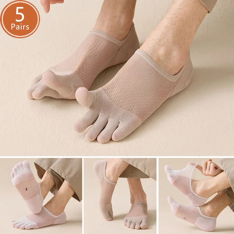 Ankle Sock Low Cut - ถุงเท้าผู้ชายแบบสั้น 5 คู่ สำหรับฤดูร้อน ระบายอากาศได้ดี ใส่สบาย