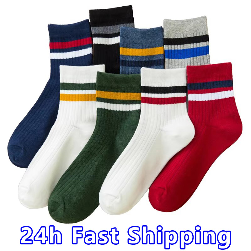 Cotton Crew Sock Pack - 3คู่/แพ็คผ้าฝ้ายถุงเท้าบุรุษแฟชั่น Casual Breathable Active Sox คุณภาพสูงชายอินเทรนด์ยาวถุงเท้า