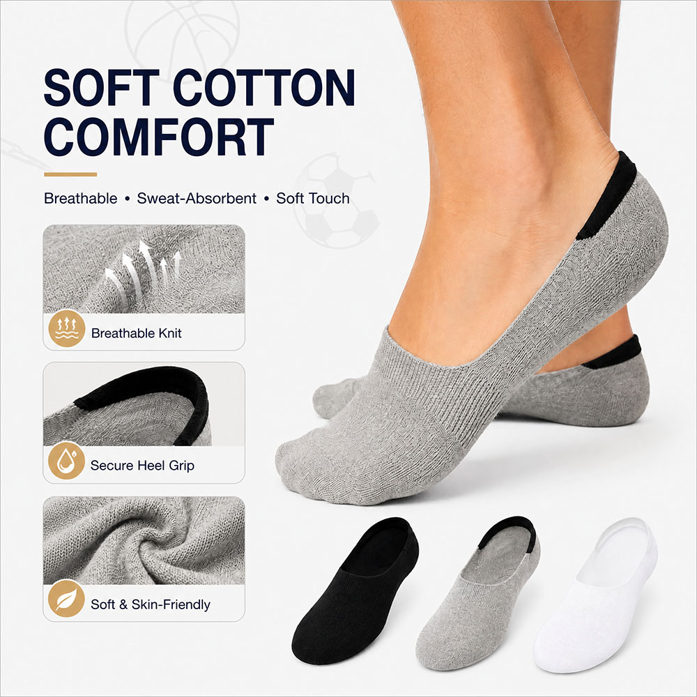 ถุงเท้าข้อสั้นแบบซ่อน 6 คู่ สำ - Invisibility Sock Loafer บทวิจารณ์และราคา