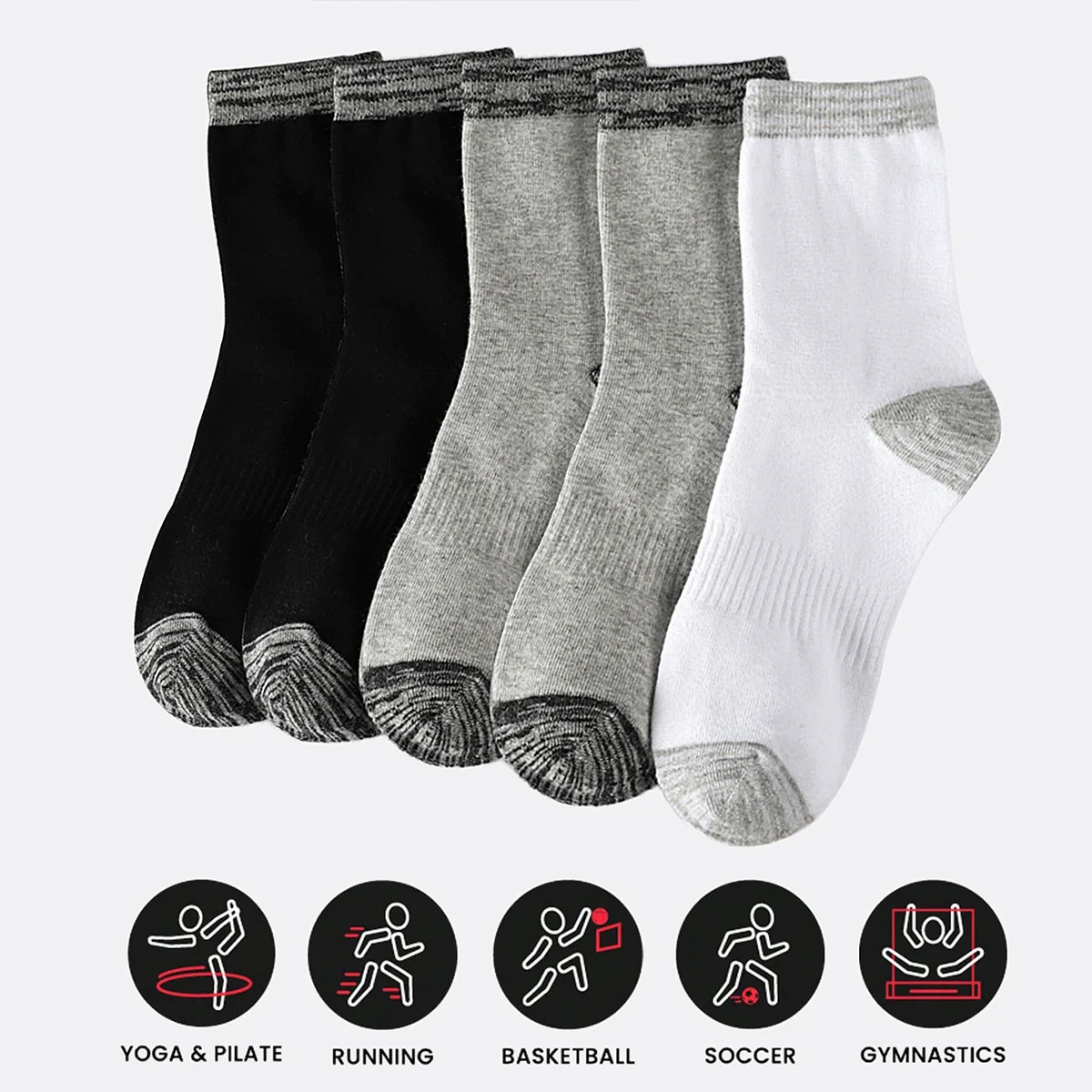 ถุงเท้ากีฬาผู้ชายแบบ 1/5 คู่ ถ - Athletic Sock Cushion บทวิจารณ์และราคา