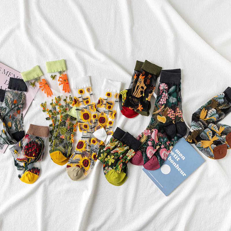 1/4 คู่ ถุงเท้าผ้าไหมแก้วลายดอ - Silk Sock Bamboo บทวิจารณ์และราคา