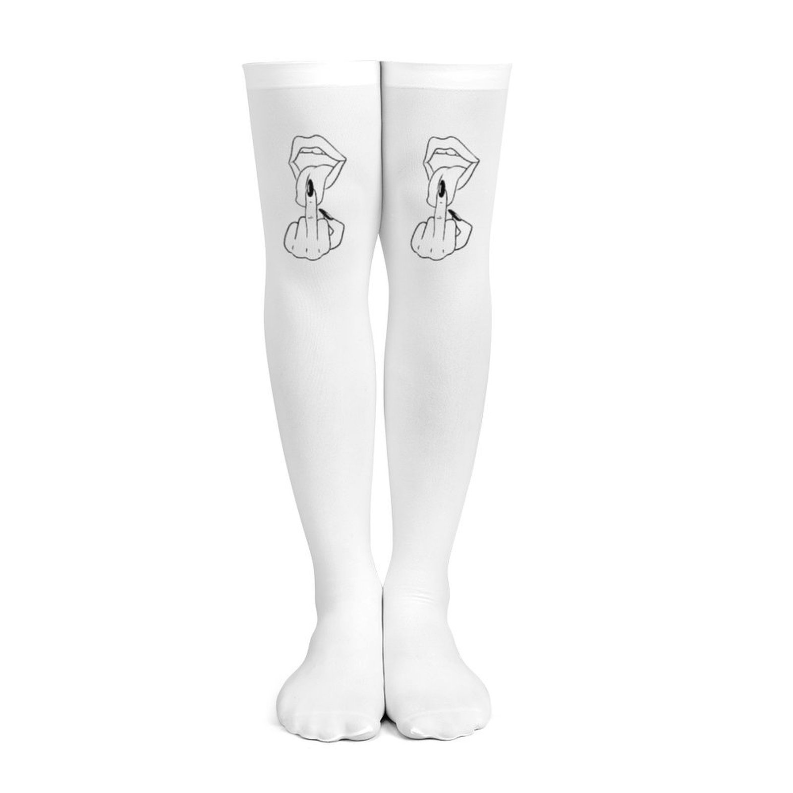 ถุงเท้ายาวสีขาวลายลิปสติกสีแดง - Knee High Sock Women บทวิจารณ์และราคา