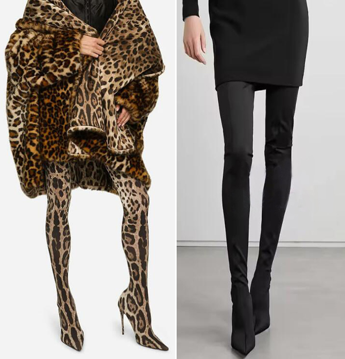 รองเท้าบูทส้นสูงแบบสวม ปลายแหล - Knee High Sock Women บทวิจารณ์และราคา