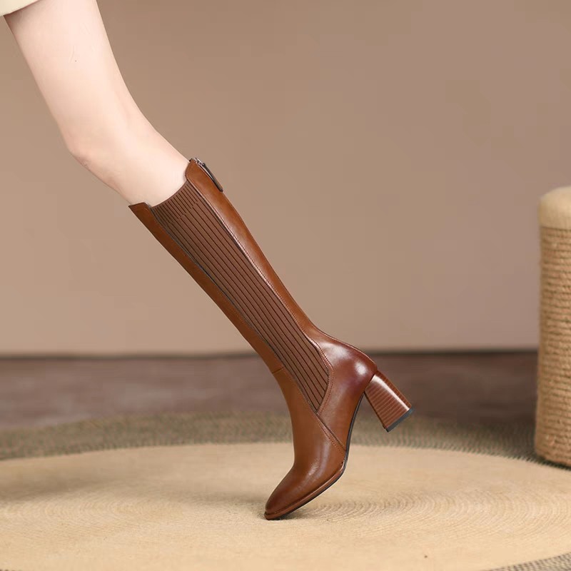 รองเท้าบูทถุงเท้ายาวถึงเข่าสำห - Knee High Sock Women บทวิจารณ์และราคา