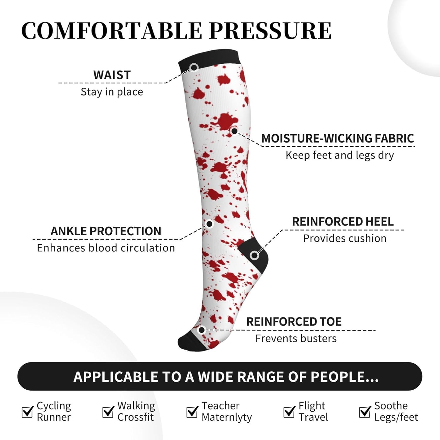 ถุงเท้ารัดกล้ามเนื้อ ถุงเท้ารั - Knee High Sock Women บทวิจารณ์และราคา