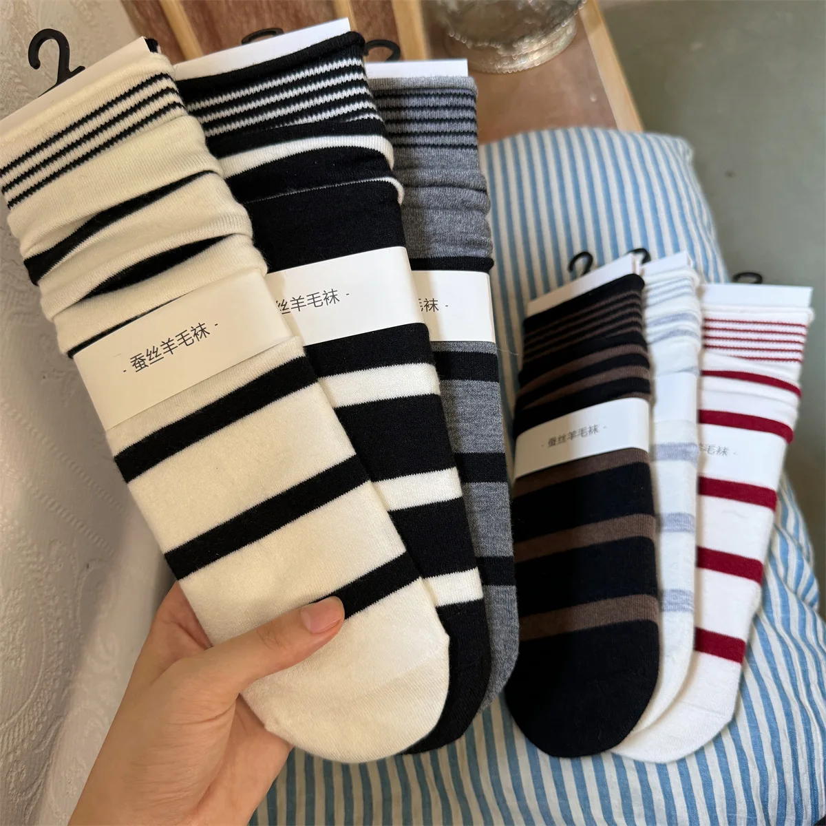 ฤดูหนาวเกาหลีลายขนสัตว์ผ้าไหมถ - Silk Sock Bamboo บทวิจารณ์และราคา