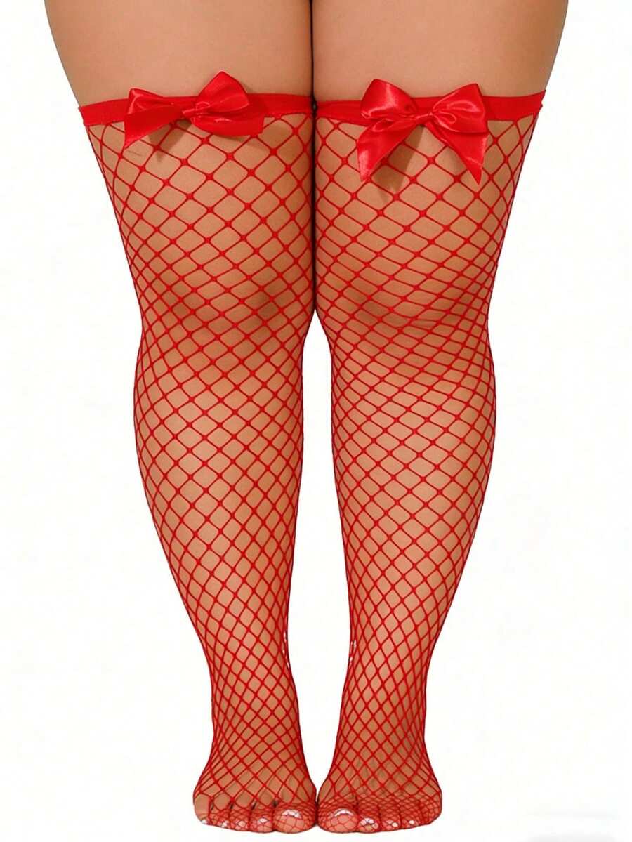 ถุงน่องตาข่ายประดับโบว์เหนือเข - Fishnet Stocking Women บทวิจารณ์และราคา