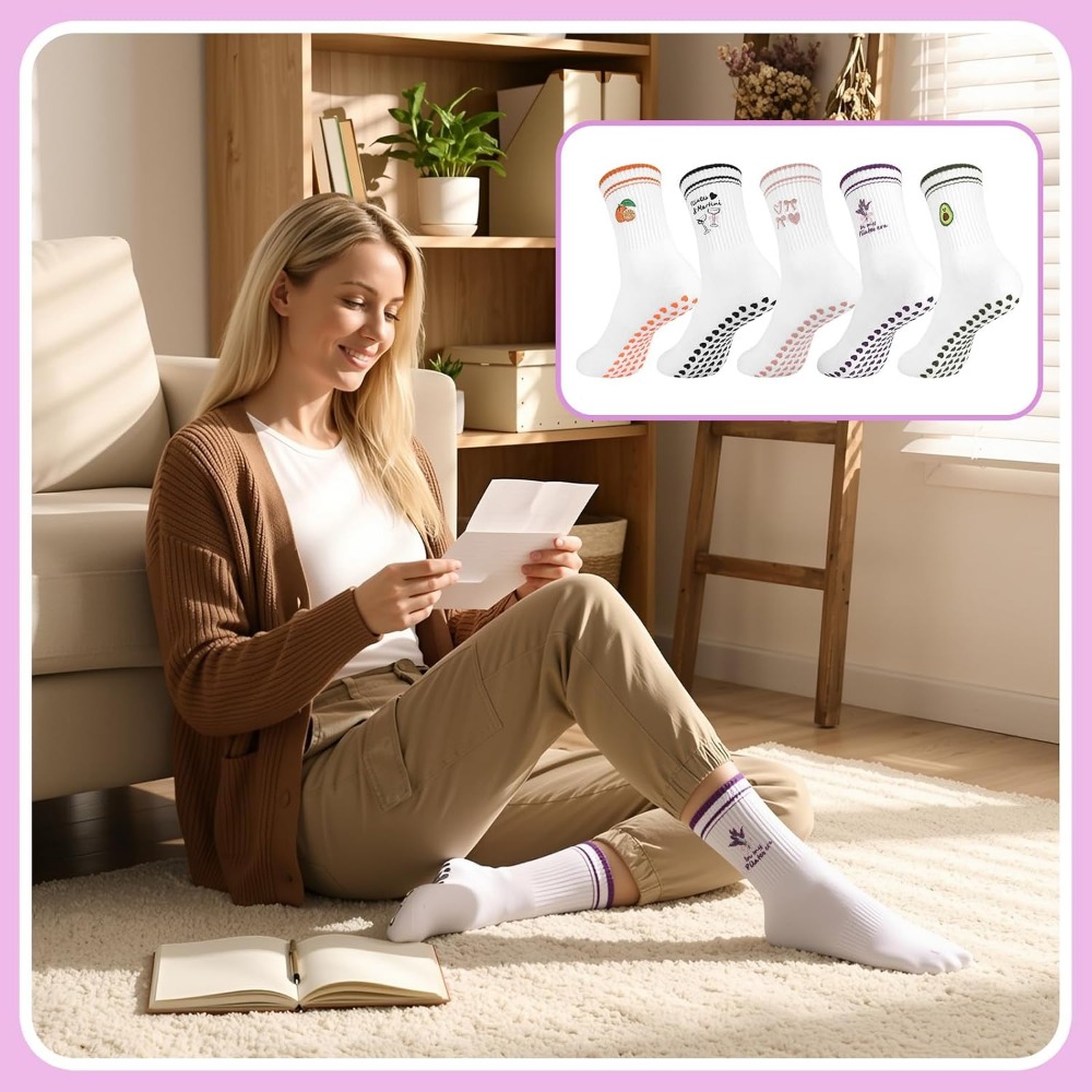 ถุงเท้าโยคะแบบมีจีบสำหรับผู้หญ - Grip Sock Yoga บทวิจารณ์และราคา
